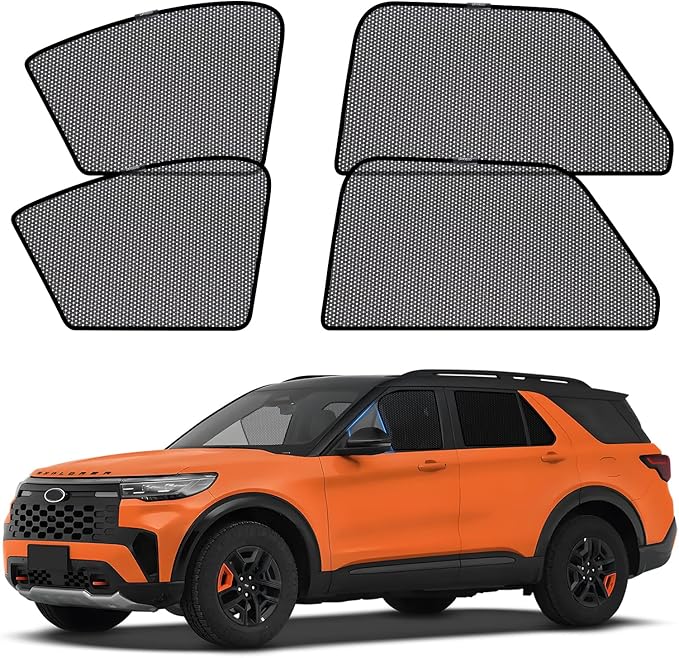 ZATOOTO Car Window Shades for Ford Explorer 2020-2024, Sun Shade for Side Windows Breathable Mesh Car Window Screen for Camping, Protecting Your Baby from 99% UV Rays and Heat, Free-Glare