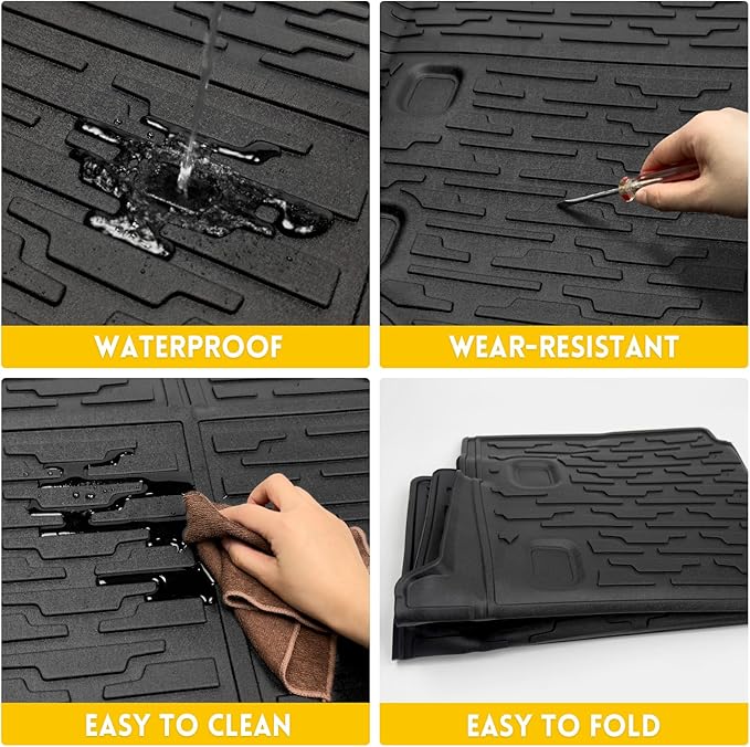 Cargo Mat & Trunk Net for 2021-2024 Jeep Wrangler JL 4XE Trunk Liners with Cargo Net All Weather Protection Anti-Slip Rear Mesh Cargo Netting for 21-24 Wrangler JL 4XE 4 Door Accessories