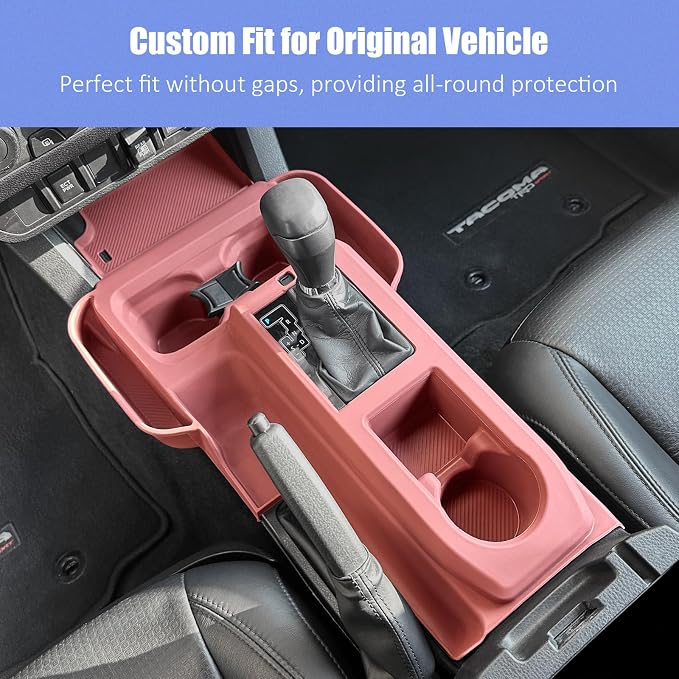 Silicone Center Console Gear Shift Panel Trim Cover for Toyota Tacoma 2019-2023, with Non-Slip Insert Cup Holder Mat & Side Organizer Tray, Car Interior Storage Box Accessories