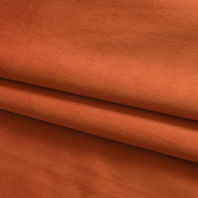 Roslynwood Luxury Soft Russet Orange Velvet Curtains 72 inches Long Back Tab Thermal Insulated Blackout Window Drapes for Living Room/Bedroom/Dining Room, W52 x L72, 2 Panels
