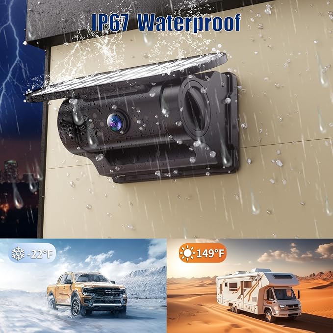 WiFi Magnetic Solar Wireless Backup Camera, 10000mAh Rechargeable 1080P Rear View Camera for Truck RV Trailer Car, DVR Recording Night Vision,Easy Installation