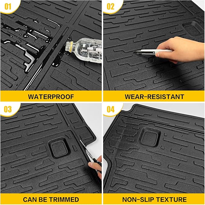 Cargo Mat & Trunk Net for 2018-2024 Jeep Wrangler JL Unlimited 4X4 Trunk Liners with Cargo Net All Weather Anti-Slip Rear Mesh Cargo Net for 18-24 Wrangler JL 4X4 4 Door Accessories