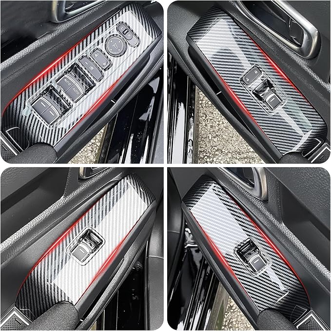 Center Console Moulding Trim for Honda Civic 2022-2026, Steering Wheel Cover Gear Shift Panel Cover (Carbon Fiber Style)