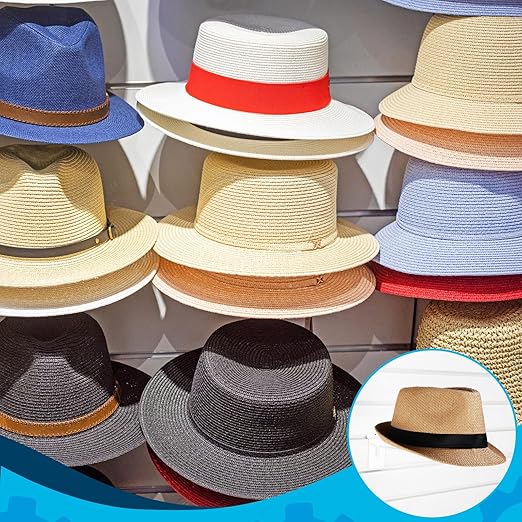 Kigley 6 Pcs Hat Display Wall Mount, Metal Hat Helmet Rack Retail Store Display Shelves Organizer, Slat Wall Accessories for Home Retail Shop Racks Craft Show Garage (White)
