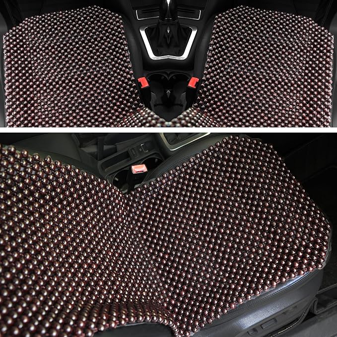 LACDL Beaded Car Seat Covers for Cars, Cooling Bead Seat Cover for Trucks & SUVs - Auto Ventilated Seat Cooler Pad, Natural Wood Breathable Beads - Sweat Protector for Summer, Dark Red