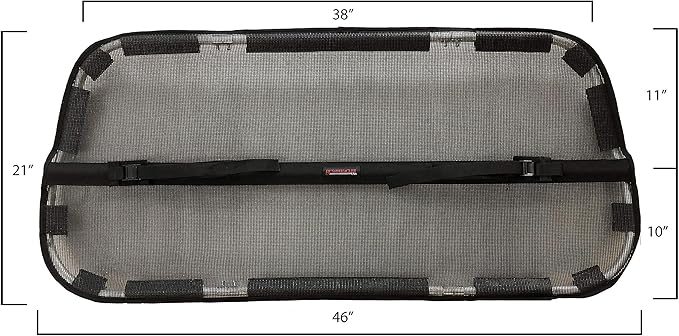 Bushwhacker Cargo Area Dog Barrier for CUV & Mid-Sized SUV 46" Wide Hatchback Pet Divider Crossover Vehicle Car Net Mesh Travel Back Seat Barricade Partition Gate Restraint Fence Trunk Shield