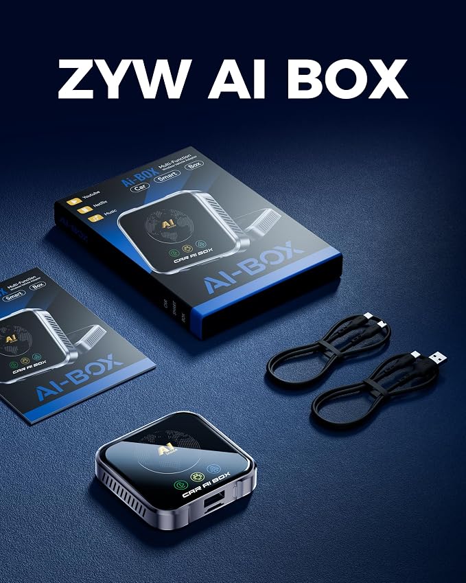 Magic AI Box Wireless CarPlay Adapter, Fast Car Video Box Plug & Play, Easy Setup, Supports Netflix/YouTube/TF Card Streaming Equalizers and More for OEM Wired CarPlay/Android Auto Cars(Tech Gray)