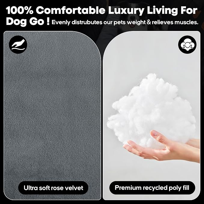 Loiion Dog Car Bed with Removable Washable Cover, 48x24.5in | Non Slip Travel Dog Bed, Waterproof Dog Bed Car Seat Fits SUVs Sedans Trucks, Machine Washable Cover With Zipper, 3in