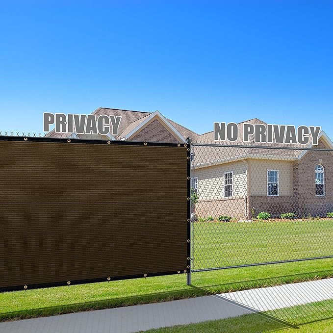 ShadeMart 8' x 23' Fence Privacy Screen Brown Heavy Duty 170 GSM Fencing Mesh Shade Net with Grommets & Zip Ties, 90% Blockage Fence Screen for Balcony Yard Outdoor Garden (We Customize Size)