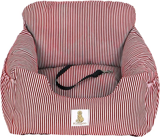 Dog Car Seat for Small Dogs, Puppy Booster Seat with Washable Pet Bed, Safety Leash and Storage Pocket, Non Slip Base Travel Seat for Car SUV Home Use, Red