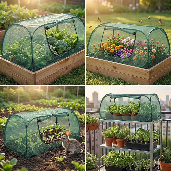 1Pack Raised Garden Bed Covers(45"X22"X18"), Pop Up Mesh Plant & Vegetable Cover,30% Sunblock Plant Shade Tent, Outdoor Planter Protection, Sun & Insect Guard