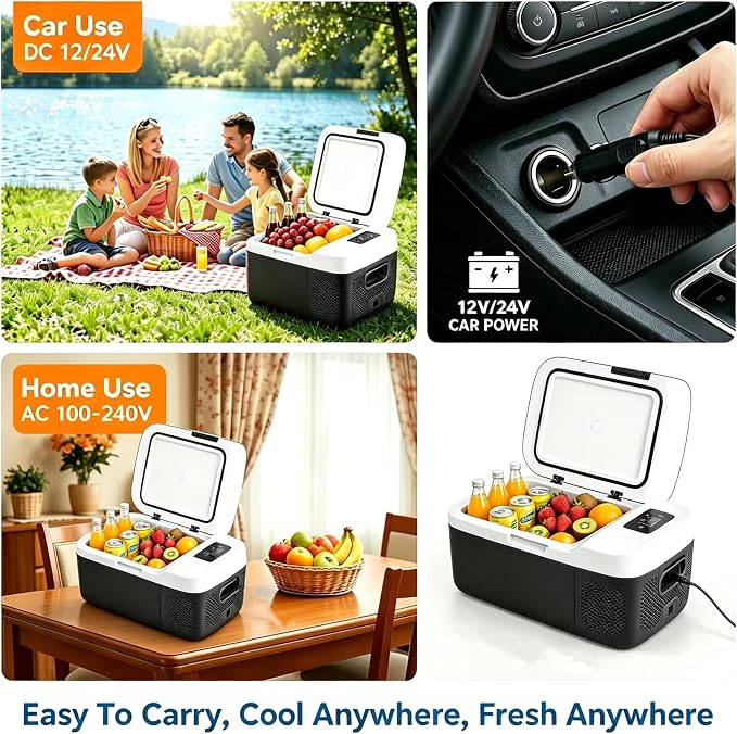 Simple Deluxe 12 Volt Refrigerator, 17QT Single Zone Electric Cooler, Car Fridge -4℉-68℉, Portable Refrigerator 12/24V DC 100-240V AC, Portable Freezer for Travel RV Camping Boat Home
