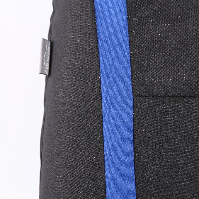 FH Group Automotive Seat Covers Unique Flat Cloth Blue Full Set, Combo Steering Wheel Cover and Seat Belt Pads Rear Solid Bench Universal Fit for Vans Cars Trucks and SUV Interior Accessories