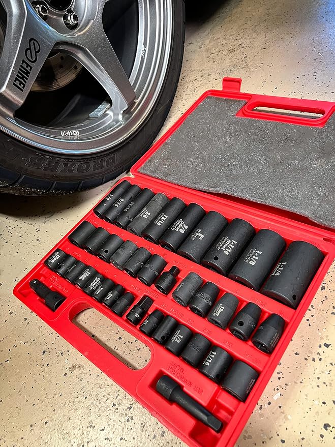 CARBYNE 40-Piece Impact Socket Set, SAE and Metric, Standard and Deep, 3/8 and 1/2 in. Drive, Corrosion-Resistant Finish, 6 Point, Storage Case