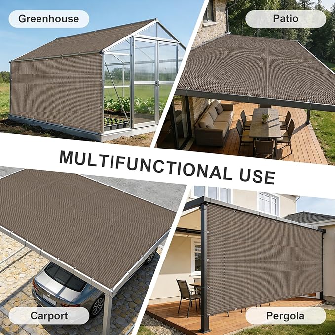 Cool Area Sun Shade Cloth with Grommets 6x16 FT Shade Panel Shade Tarp Screen Fabic for Outdoor Patio Pergola Cover Deck Garden, Brown
