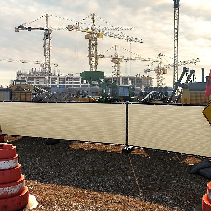 ColourTree Customized Size 6' x 31' Beige Fence Screen Privacy Screen - Commercial Grade 170 GSM - Heavy Duty - 3 Years Warranty - Cable Zip Ties Included