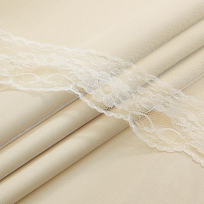 XiDi Beige Blackout Curtains with Sheer Overlay for Bedroom 2 Panels 63 Inches Long Double Layer Curtains with Lace Hem for Kids Girls Room Decor Thermal Insulated Grommet Short Window Drapes W52XL63