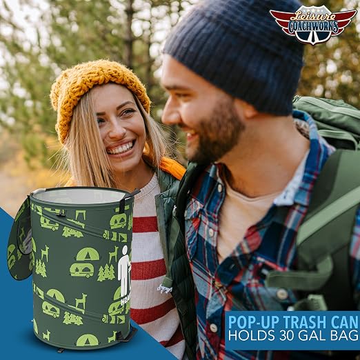 30 Gallon Collapsible Pop-Up Trash Can for RV's, Camping, Recycling, Yard Waste, Leaf Bag, Children Toy Bin (Trash Can)