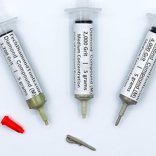 TechDiamondTools Kit of 3 Diamond Polishing Compound Polishing Paste USA Made 1200 2000 4000 Grit for Marble Glass Metal Rock Jewelry Resin Silver Gemstone with 25% of Diamond Powder
