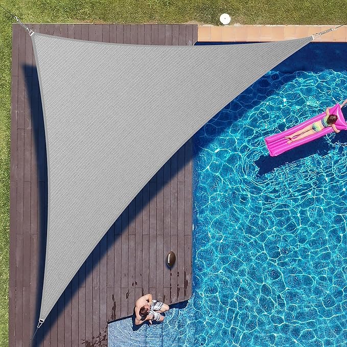 ColourTree 16' x 16' x 22.6' Grey Right Triangle CTAPRT16 Sun Shade Sail Canopy Mesh Fabric UV Block UPF50 - Commercial Heavy Duty - 190 GSM - 3 Years Warranty (We Make Custom Size)