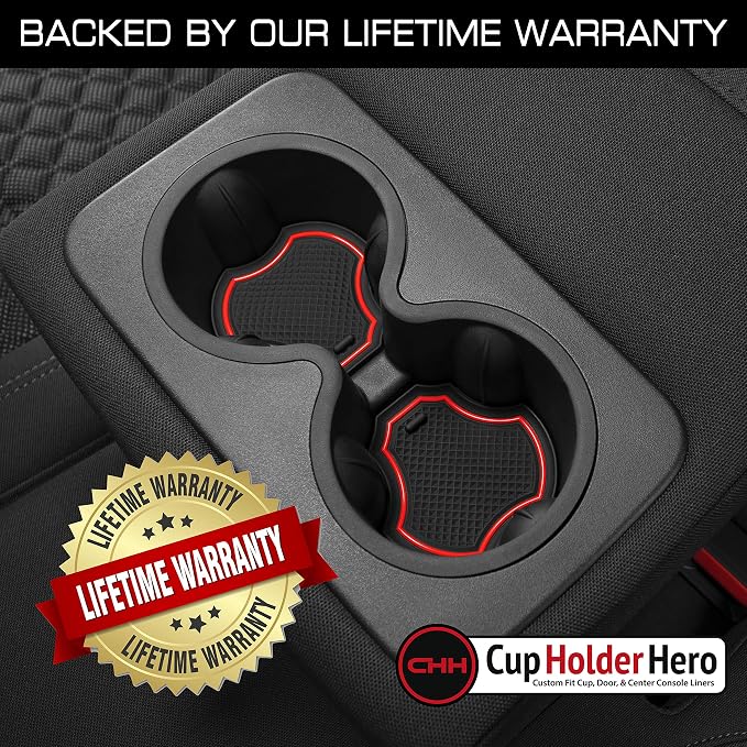 CupHolderHero Fits with Chevy Blazer Accessories 2019-2023 Premium Custom Interior Non-Slip Anti Dust Cup Holder Inserts, Center Console Liner Mats, Door Pocket Liners 19pc Set (Red Trim)