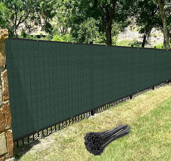 Windscreen4less Privacy Fence Screen Heavy Duty Windscreen Fencing Mesh Fabric Shade Net Cover for Outdoor Wall Garden Yard Pool Deck, 8'x209' Green