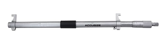 Accusize Industrial Tools 11-12'' by 0.001'' Inside Micrometer in Fitted Case, Satin Chrome Finished, Eg00-3232 | Range: 11-12", Graduation: 0.001", Accuracy: 0.00028", Resolution: 0.0001", Satin Chrome Finish