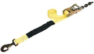 VULCAN Car Tie Down with Flat Chain Tail Ratchet - Snap Hook - 96 Inch - 3,300 Pound Safe Working Load