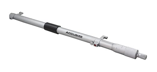 Accusize Industrial Tools 11-12'' by 0.001'' Inside Micrometer in Fitted Case, Satin Chrome Finished, Eg00-3232 | Range: 11-12", Graduation: 0.001", Accuracy: 0.00028", Resolution: 0.0001", Satin Chrome Finish