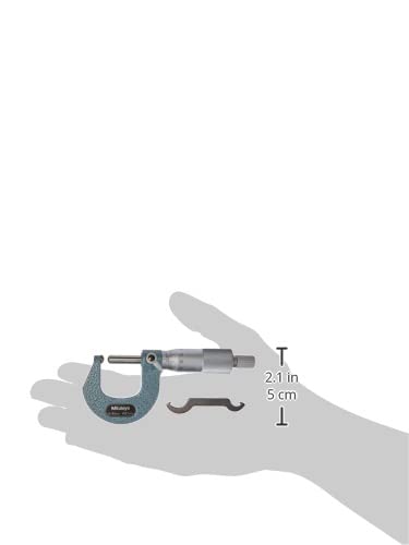 Mitutoyo 115-215 Spherical Face Micrometer, Ratchet Stop, 0-25mm Range, 0.01mm Graduation, +/-0.003mm Accuracy, Spherical Spindle | Ratchet Stop, 0.01mm Graduation, +/-0.003mm Accuracy, Spherical Spindle
