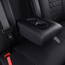 YIERTAI RAM Seat Covers Fit for 2009-2023 2024 2025 2026 1500HD 2010-2026 2500/3500HD Pickup Rear Seat Cover Crew Double Cab Quad Cab Waterproof Faux Leather Seat Covers(1 Rear Seat Cover/Black-Red)