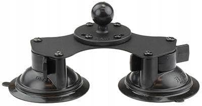 RAM MOUNTS Dual Suction Cup Mount Base with Twist-Lock, B Size 1" Ball for Windshield & Smooth Surfaces, Heavy-Duty Vehicle & Aviation Mount Base RAM-B-189B-202U