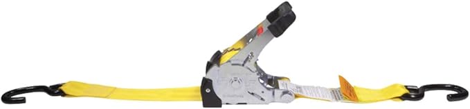 Mytee Products 4 Pk 2"x9.2' Bolt on Yellow Retractable Ratchet Straps for Cargo - Coated S Hook Auto Retract Ratchet Straps - Self Ratcheting Strap for Boat Tie Down to Trailer & Jet Ski, ATVs, Bikes