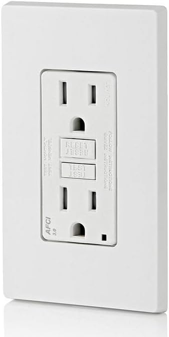 Leviton AFCI Outlet, 15 Amp, Self Test, Tamper-Resistant with LED Indicator Light, Protection from Electrical Fires, AFTR1-W, White (Pack of 10)