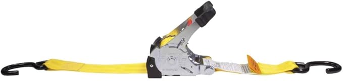 Mytee Products 8 Pk 2"x9.2' Bolt on Yellow Retractable Ratchet Straps for Cargo - Coated S Hook Auto Retract Ratchet Straps - Self Ratcheting Strap for Boat Tie Down to Trailer & Jet Ski, ATVs, Bikes