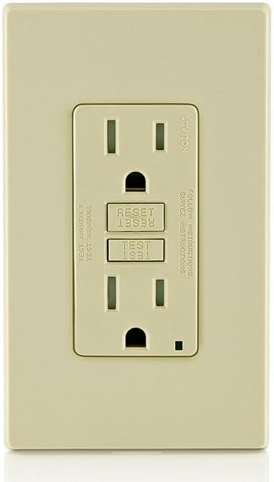 Leviton GFCI Outlet, 15 Amp, Self Test, Tamper-Resistant with LED Indicator Light, Protection from Electric Shock and Electrocution, GFTR1-I, Ivory (Pack of 10)