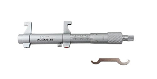 Accusize Industrial Tools 3-4'' by 0.001'' Inside Micrometer in Fitted Case, Satin Chrome Finished, Eg00-3224 | Range: 3-4", Graduation: 0.001", Accuracy: 0.00028", Resolution: 0.0001", Satin Chrome Finish