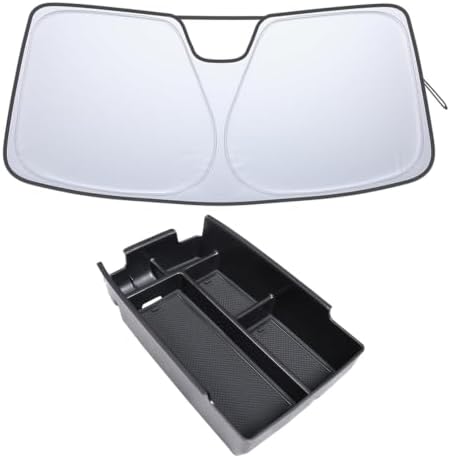 TOPINSTALL 2026 New Console Tray and Sunshade Compatible with 2026 Ford Bronco Sport Accessories, Long Compartment Storage Organizer Front Window Sun Protector（Not for Full Size Bronco