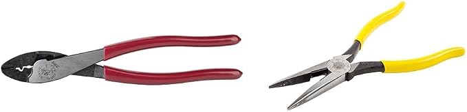 Klein Tools Crimping and Cutting Tool Bundle | Needle Nose Pliers, Long Nose Side Cutters, Alligator Pliers