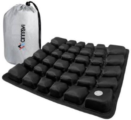 Inflatable Seat Cushion with Built-in Pump for Airplane Travel, Car & Office Chair - Portable Air Pad for Sciatica, Coccyx & Tailbone Pain Relief - 3D Air Cell Support for Long Sitting, 0.8lbs