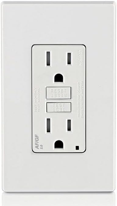 Leviton Dual-Function AFCI/GFCI Outlet,15 Amp,Self Test,Tamper-Resistant with LED Indicator Light,Protection from Both Electrical Shock and Electrical Fires in Device,AGTR1-W,White,(Pack of 10)