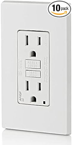 Leviton Dual-Function AFCI/GFCI Outlet,15 Amp,Self Test,Tamper-Resistant with LED Indicator Light,Protection from Both Electrical Shock and Electrical Fires in Device,AGTR1-W,White,(Pack of 10)