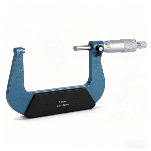 Yosoo Health Gear 75 to 100mm Micrometer, Outside Micrometer Set for Length Diameter Measurement, Stainless Steel Micrometer with Tungsten Carbide Faces for Machinist
