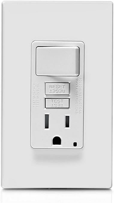 Leviton GFCI Switch Outlet Combo, 15 Amp, Self Test, Tamper-Resistant with LED Indicator Light, Saves Space, GFSW1-W, White (Pack of 3)