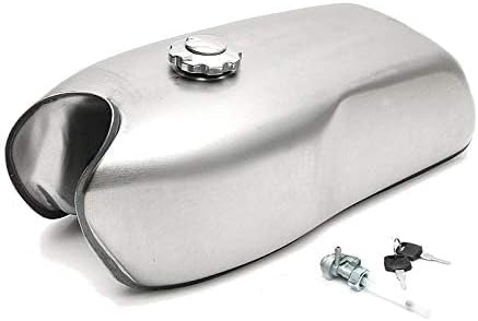 2.4 Gallon (9L) Motorcycle Gas Tank - Unpainted Universal Steel Blank for Cafe Racer, Modification Required, For Honda CB For Yamaha RD For Suzuki GS For BMW (Raw Custom Finish)