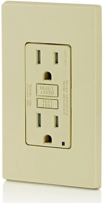 Leviton GFCI Outlet, 15 Amp, Self Test, Tamper-Resistant with LED Indicator Light, Protection from Electric Shock and Electrocution, GFTR1-I, Ivory (Pack of 10)