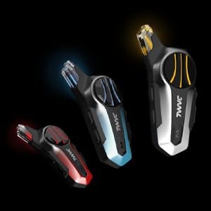 Motorcycle Bluetooth Headset for Wireless Dirt Bike 2 Riders 600M Intercom CVC Noise Cancellation Stereo HiFi Music IP67 Waterproof for Full Face Helmet with Tail Light (Red-Dual Pack)