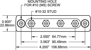 Blue Sea Systems 2305 100 Amp Mini BusBar with 4 studs, Without Cover