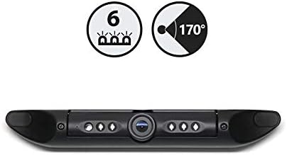170° License Plate Backup Camera with 6 Infra-RED ILLUMINATORS (Adjustable Angle) (RVS-0355-IR) (66ft Cable, RCA Connector)