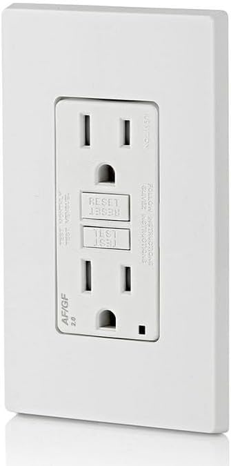 Leviton Dual-Function AFCI/GFCI Outlet,15 Amp,Self Test,Tamper-Resistant with LED Indicator Light,Protection from Both Electrical Shock and Electrical Fires in Device,AGTR1-W,White,(Pack of 10)